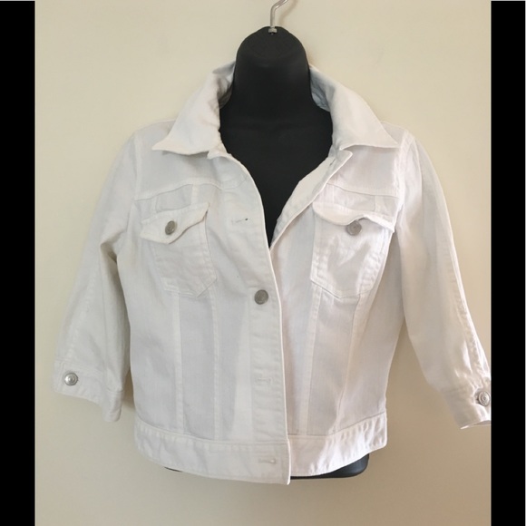 ann taylor white denim jacket